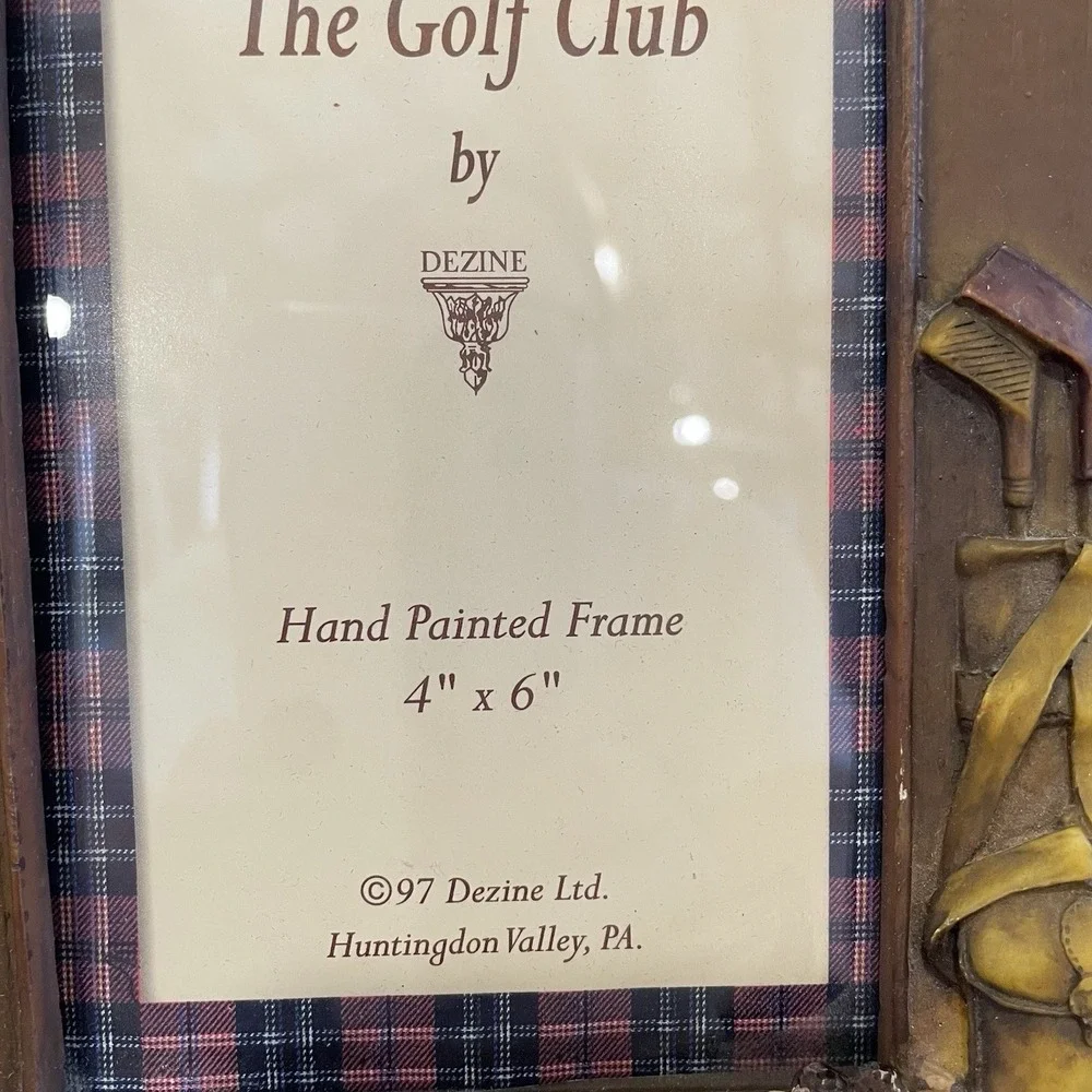 Vintage 1997 Dezine Ltd The Golf Club Hand Painted 4x6‎ Picture Frame 3D Resin